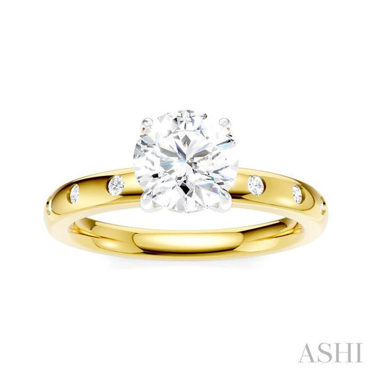 ASHI Round Shape Semi-Mount Diamond Engagement Ring 196B8PPFHYW-SM-RD1