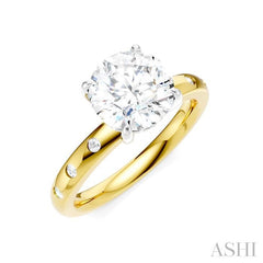 ASHI Round Shape Semi-Mount Diamond Engagement Ring 196B8PPFHYW-SM-RD2