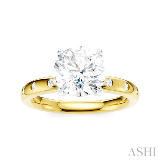 ASHI Round Shape Semi-Mount Diamond Engagement Ring 196B8PPFHYW-SM-RD2
