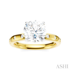 ASHI Round Shape Semi-Mount Diamond Engagement Ring 196B8PPFHYW-SM-RD2