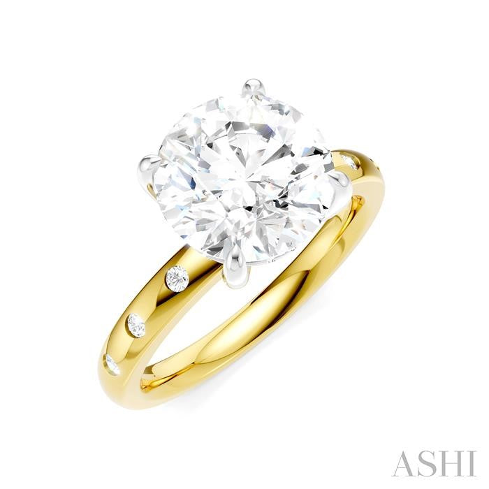 ASHI Round Shape Semi-Mount Diamond Engagement Ring 196B8PPFHYW-SM-RD3