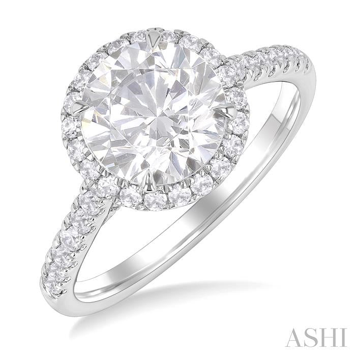 ASHI Round Shape Semi-Mount Halo Diamond Engagement Ring 197A3PPFHWG-SM-RD2