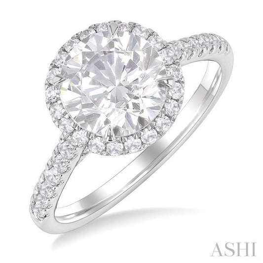 ASHI Round Shape Semi-Mount Halo Diamond Engagement Ring 197A3PPFHWG-SM-RD2