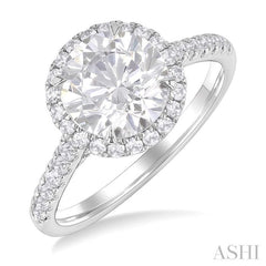 ASHI Round Shape Semi-Mount Halo Diamond Engagement Ring 197A3PPFHWG-SM-RD2