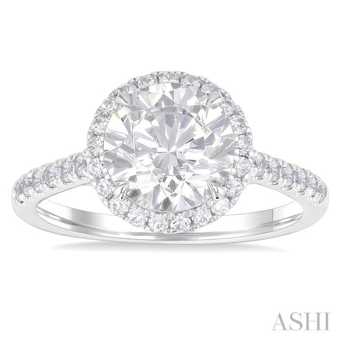 ASHI Round Shape Semi-Mount Halo Diamond Engagement Ring 197A3PPFHWG-SM-RD2