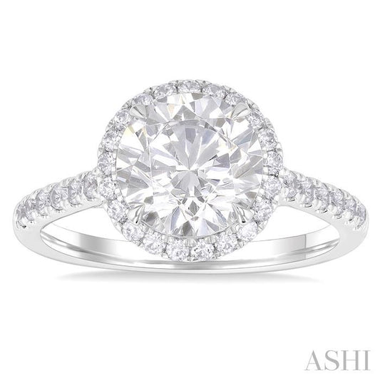 ASHI Round Shape Semi-Mount Halo Diamond Engagement Ring 197A3PPFHWG-SM-RD2