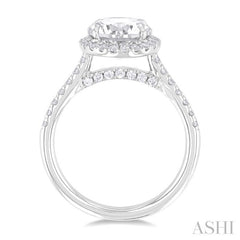 ASHI Round Shape Semi-Mount Halo Diamond Engagement Ring 197A3PPFHWG-SM-RD2