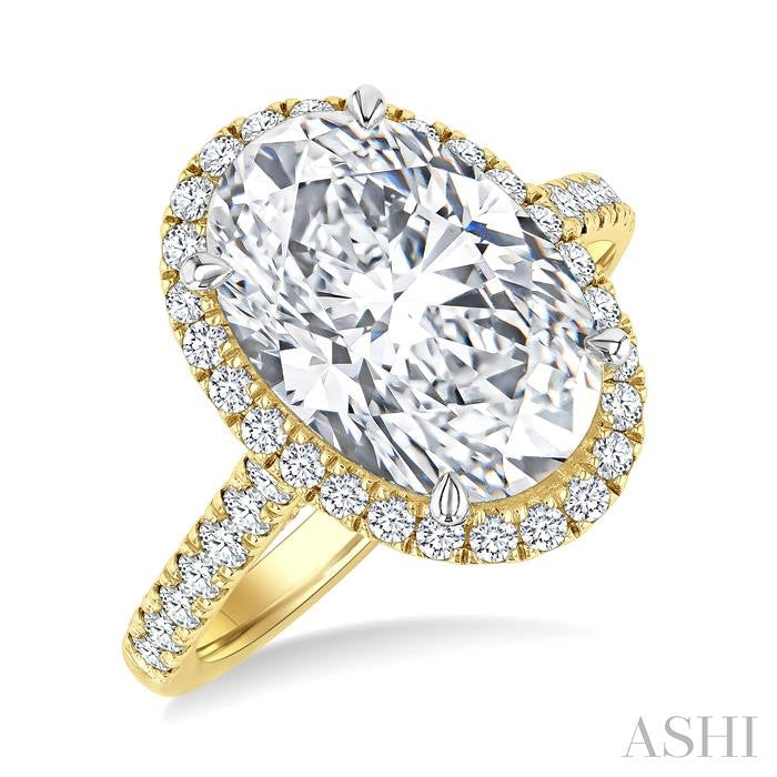 ASHI Oval Shape Semi-Mount Halo Diamond Engagement Ring 197A3PPFHYG-SM-OV2