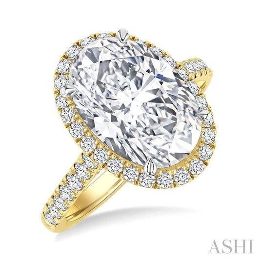 ASHI Oval Shape Semi-Mount Halo Diamond Engagement Ring 197A3PPFHYG-SM-OV2