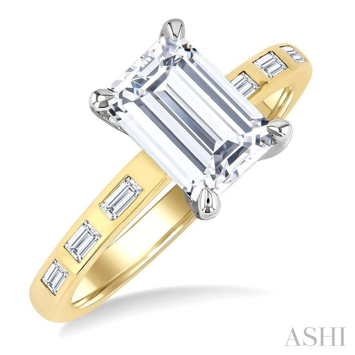 ASHI Emerald Shape Semi-Mount Diamond Engagement Ring 197B6PPFHYW-SM-EM2