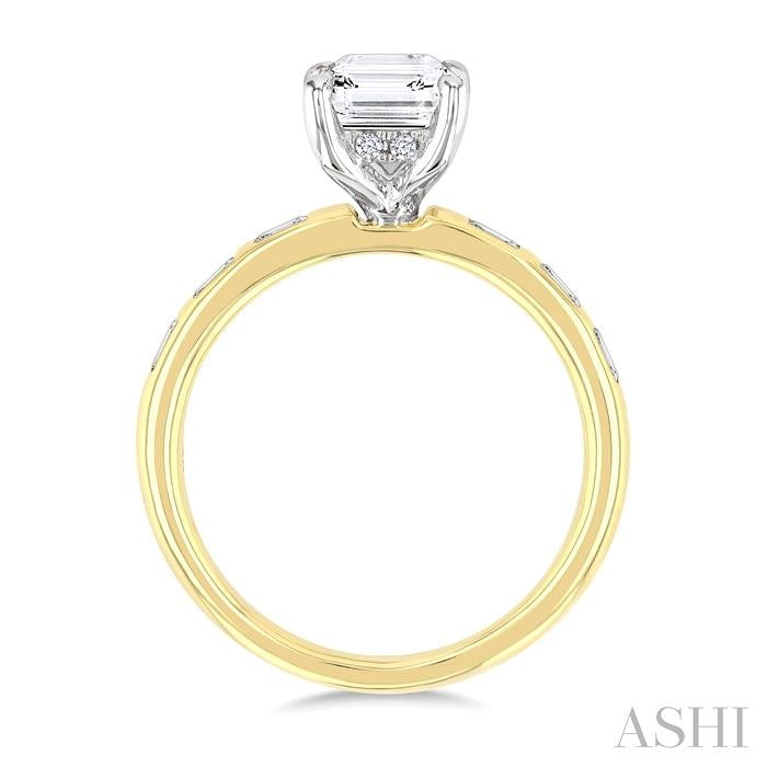 ASHI Emerald Shape Semi-Mount Diamond Engagement Ring 197B6PPFHYW-SM-EM2
