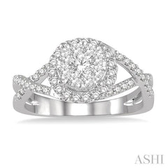 ASHI Round Shape Halo Lovebright Diamond Engagement Ring 19883PPFGWG-LE