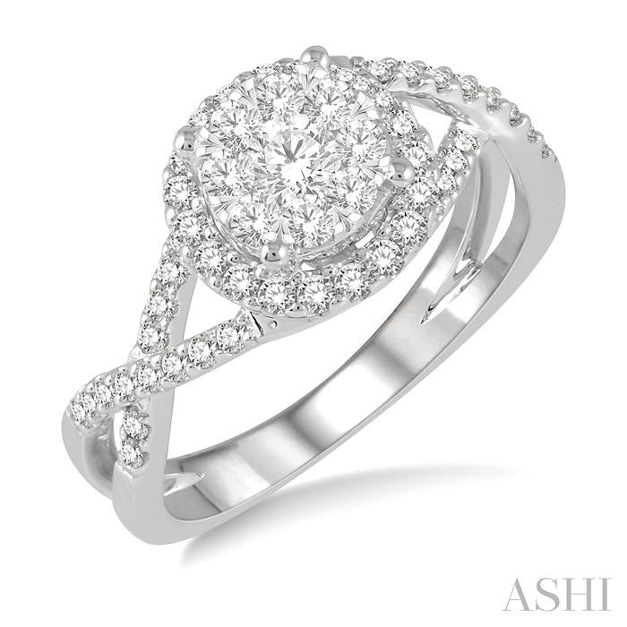 ASHI Round Shape Halo Lovebright Diamond Engagement Ring 19883PPFVWG-LE