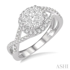 ASHI Round Shape Halo Lovebright Diamond Engagement Ring 19883PPFVWG-LE