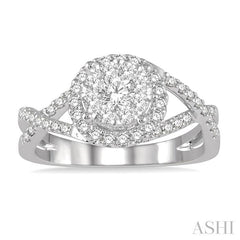 ASHI Round Shape Halo Lovebright Diamond Engagement Ring 19883PPFVWG-LE
