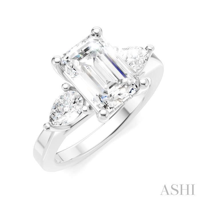 ASHI Emerald Shape Semi-Mount Diamond Engagement Ring 198A3PPFHWG-SM-EM2