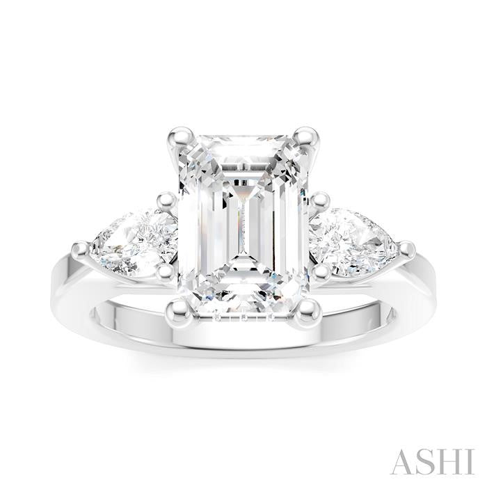 ASHI Emerald Shape Semi-Mount Diamond Engagement Ring 198A3PPFHWG-SM-EM2