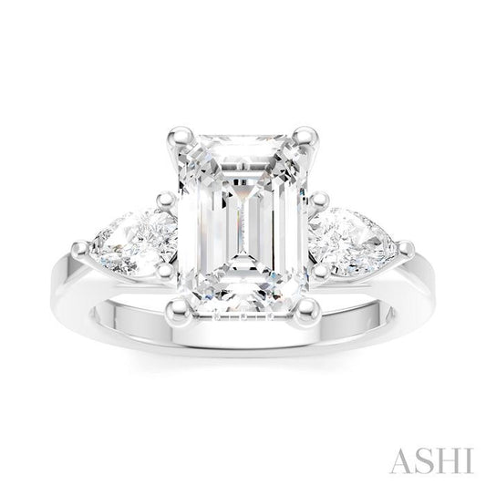 ASHI Emerald Shape Semi-Mount Diamond Engagement Ring 198A3PPFHWG-SM-EM2
