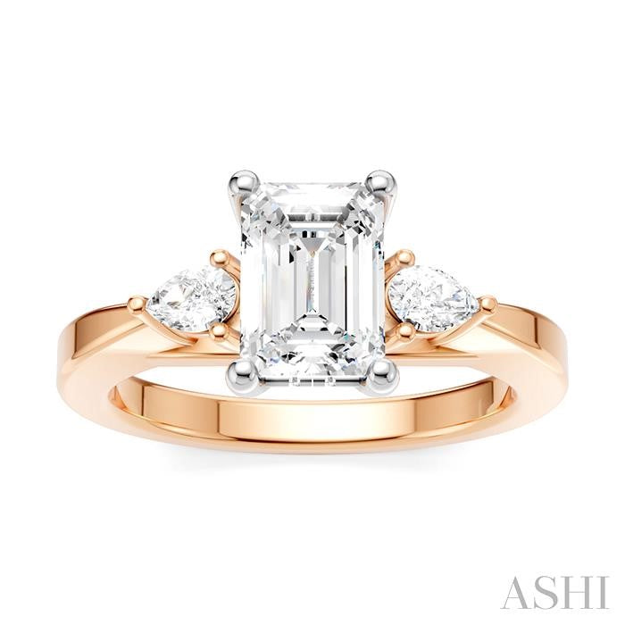 ASHI Emerald Shape Semi-Mount Diamond Engagement Ring 198A6PPFHPW-SM-EM1