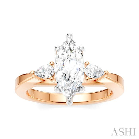 ASHI Marquise Shape Semi-Mount Diamond Engagement Ring 198A6PPFHPW-SM-MQ1