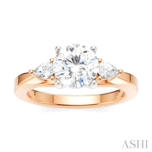 ASHI Round Shape Semi-Mount Diamond Engagement Ring 198A6PPFHPW-SM-RD1