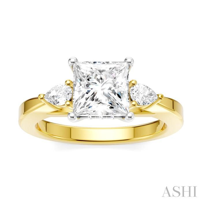 ASHI Princess Shape Semi-Mount Diamond Engagement Ring 198A6PPFHYW-SM-PN1