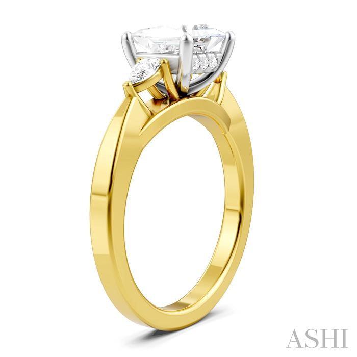 ASHI Princess Shape Semi-Mount Diamond Engagement Ring 198A6PPFHYW-SM-PN1