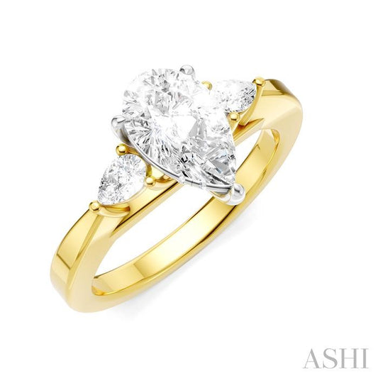 ASHI Pear Shape Semi-Mount Diamond Engagement Ring 198A6PPFHYW-SM-PR1