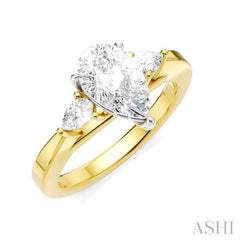 ASHI Pear Shape Semi-Mount Diamond Engagement Ring 198A6PPFHYW-SM-PR1