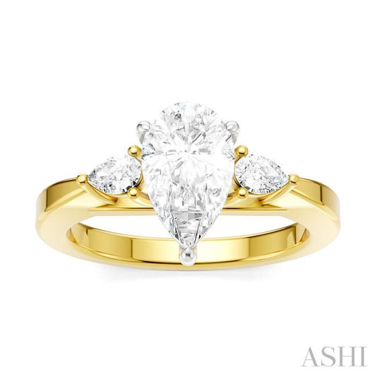 ASHI Pear Shape Semi-Mount Diamond Engagement Ring 198A6PPFHYW-SM-PR1