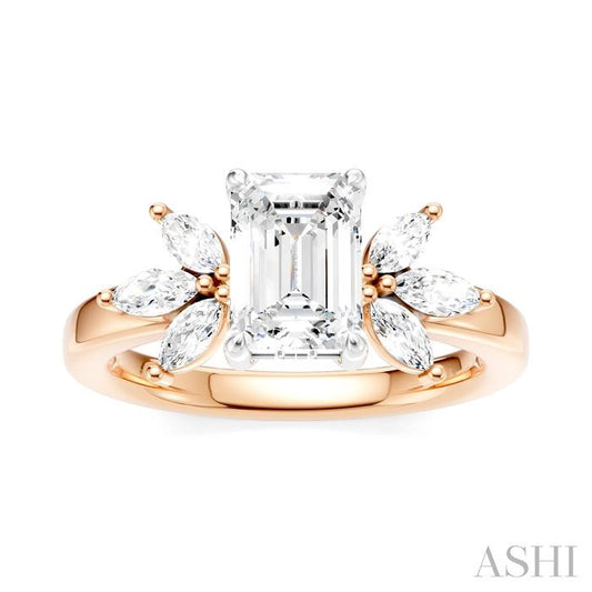 ASHI Emerald Shape Semi-Mount Diamond Engagement Ring 198B3PPFHPW-SM-EM1