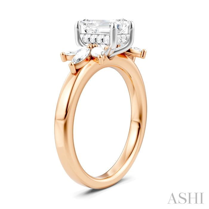ASHI Emerald Shape Semi-Mount Diamond Engagement Ring 198B3PPFHPW-SM-EM1