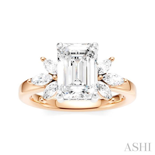 ASHI Emerald Shape Semi-Mount Diamond Engagement Ring 198B3PPFHPW-SM-EM2