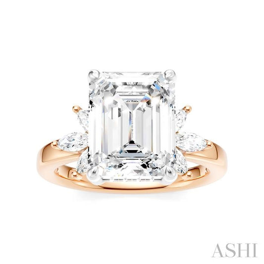 ASHI Emerald Shape Semi-Mount Diamond Engagement Ring 198B3PPFHPW-SM-EM3