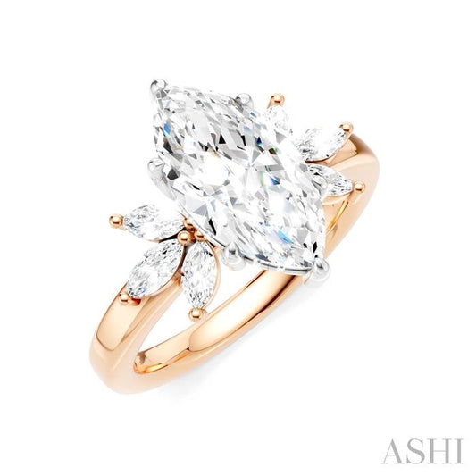 ASHI Marquise Shape Semi-Mount Diamond Engagement Ring 198B3PPFHPW-SM-MQ2