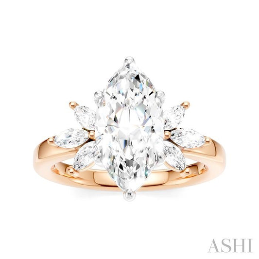ASHI Marquise Shape Semi-Mount Diamond Engagement Ring 198B3PPFHPW-SM-MQ2