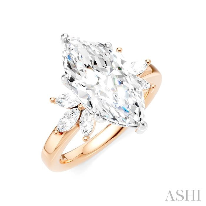 ASHI Marquise Shape Semi-Mount Diamond Engagement Ring 198B3PPFHPW-SM-MQ3