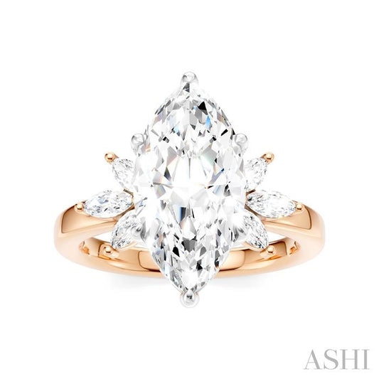 ASHI Marquise Shape Semi-Mount Diamond Engagement Ring 198B3PPFHPW-SM-MQ3