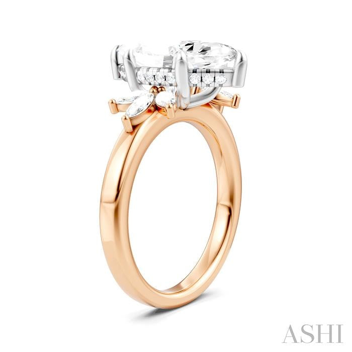 ASHI Marquise Shape Semi-Mount Diamond Engagement Ring 198B3PPFHPW-SM-MQ3