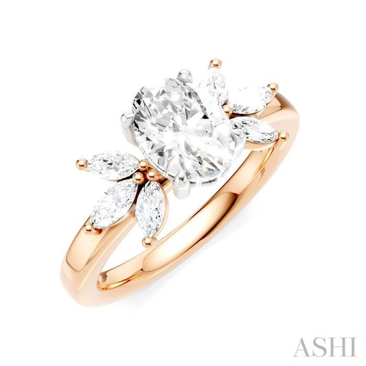 ASHI Oval Shape Semi-Mount Diamond Engagement Ring 198B3PPFHPW-SM-OV1