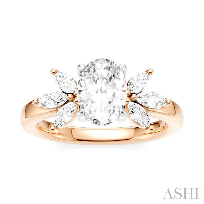 ASHI Oval Shape Semi-Mount Diamond Engagement Ring 198B3PPFHPW-SM-OV1