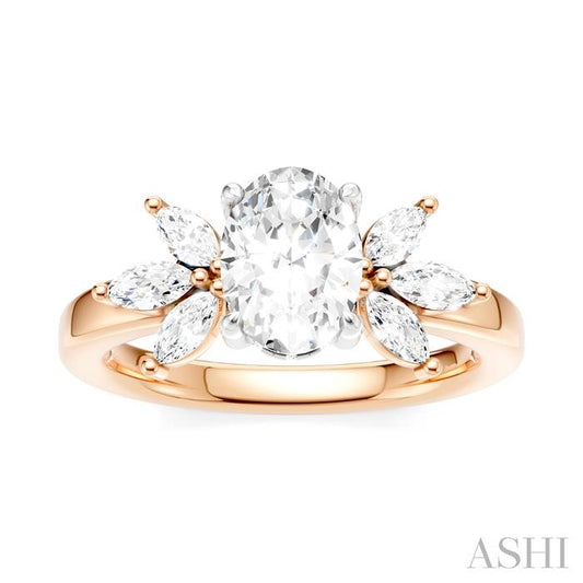 ASHI Oval Shape Semi-Mount Diamond Engagement Ring 198B3PPFHPW-SM-OV1