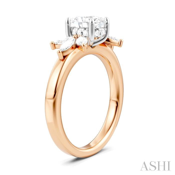 ASHI Oval Shape Semi-Mount Diamond Engagement Ring 198B3PPFHPW-SM-OV1