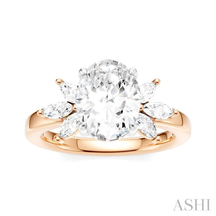 ASHI Oval Shape Semi-Mount Diamond Engagement Ring 198B3PPFHPW-SM-OV2