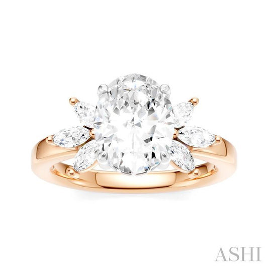 ASHI Oval Shape Semi-Mount Diamond Engagement Ring 198B3PPFHPW-SM-OV2