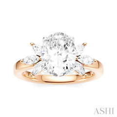 ASHI Oval Shape Semi-Mount Diamond Engagement Ring 198B3PPFHPW-SM-OV2