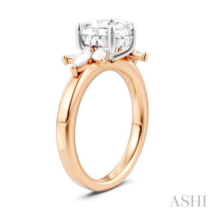 ASHI Oval Shape Semi-Mount Diamond Engagement Ring 198B3PPFHPW-SM-OV2