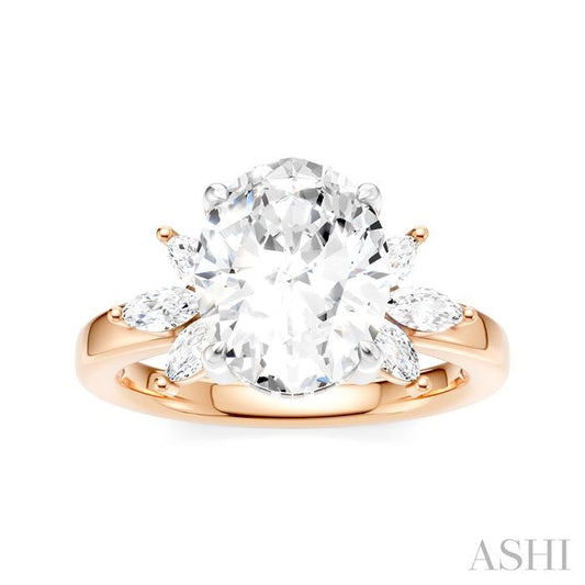 ASHI Oval Shape Semi-Mount Diamond Engagement Ring 198B3PPFHPW-SM-OV3