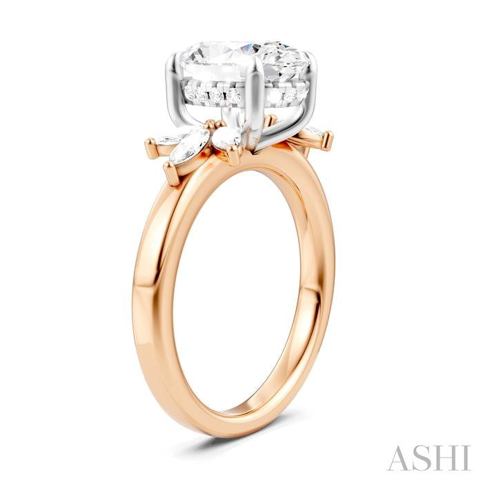 ASHI Oval Shape Semi-Mount Diamond Engagement Ring 198B3PPFHPW-SM-OV3