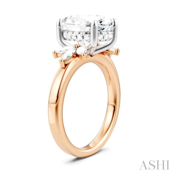 ASHI Oval Shape Semi-Mount Diamond Engagement Ring 198B3PPFHPW-SM-OV4